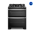 Cocina a Gas 5 Platos Electrolux Doble Horno, Parrillas Hierro Fundido y PerfectCook F5EDB Negra