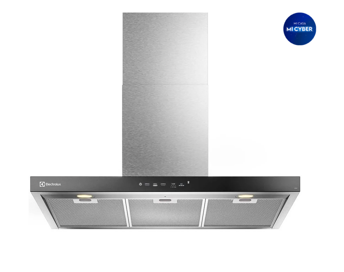 Campana Cocina Extractora Electrolux Decorativa Pared 90cm Timer y Panel Touch CE9TF Inox